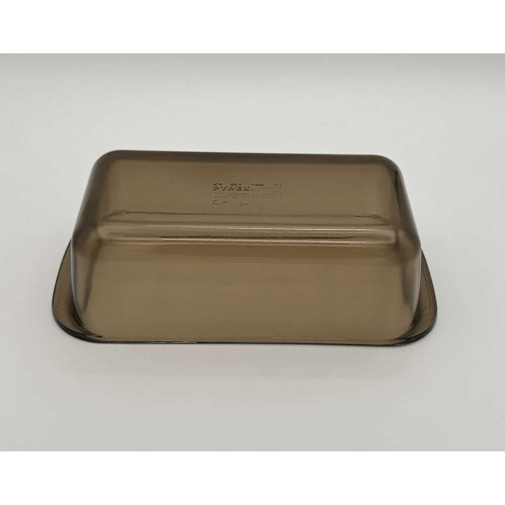 Vintage Pyrex 213 Fruit Harvest Amber Loaf‎ Pan w Metal Cradle 1.5 Qt